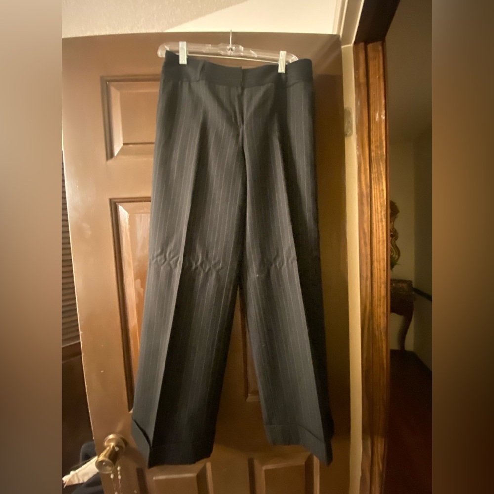 Talbots Black Pinstripe Wide Leg Pants